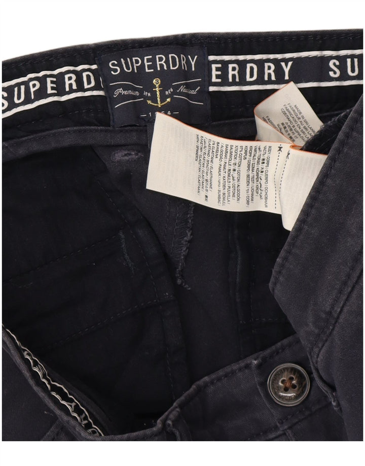 SUPERDRY Short Chino Femme Petit W27 Bleu Marine Coton