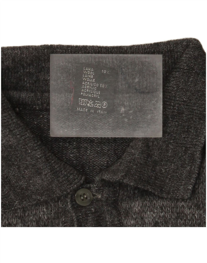 Rinaldi Pull à col polo pour homme Gris moyen Argyle/Diamond Laine