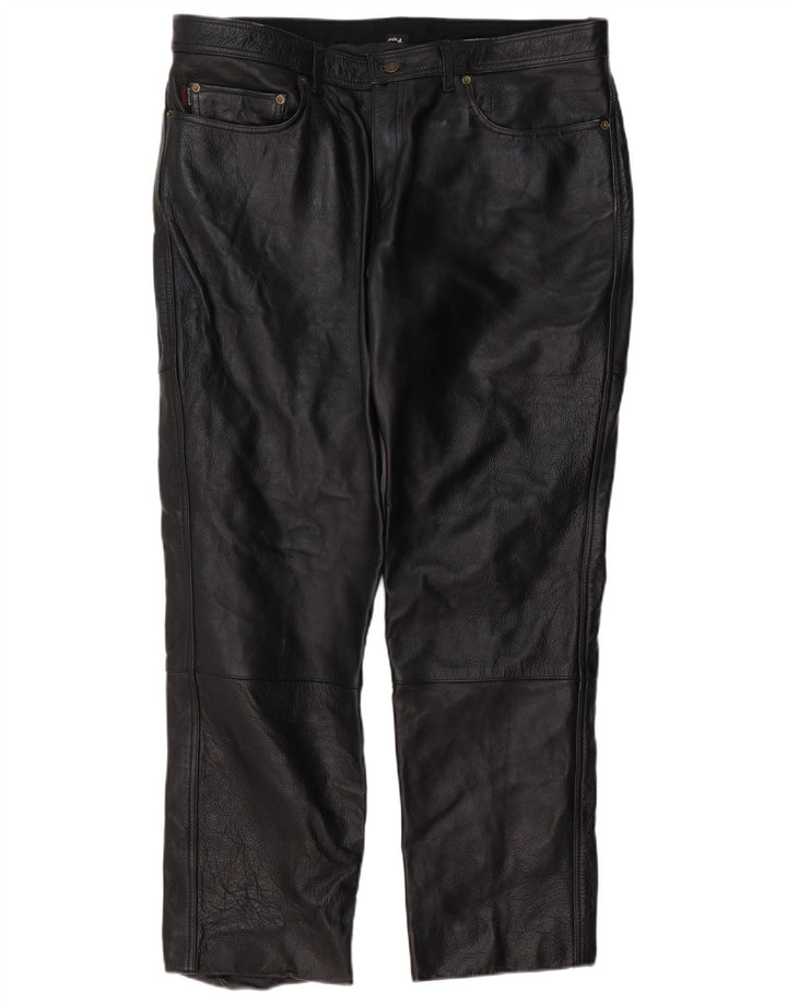 POLO Pantalon Droit Homme En Cuir W38 L31 Cuir Noir
