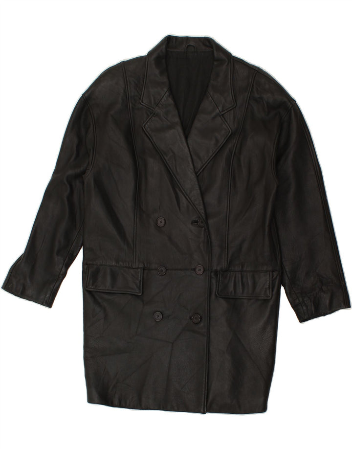 VINTAGE Womens Leather Coat UK 10 Small Black Vintage Vintage and Second-Hand Vintage from Messina Hembry 