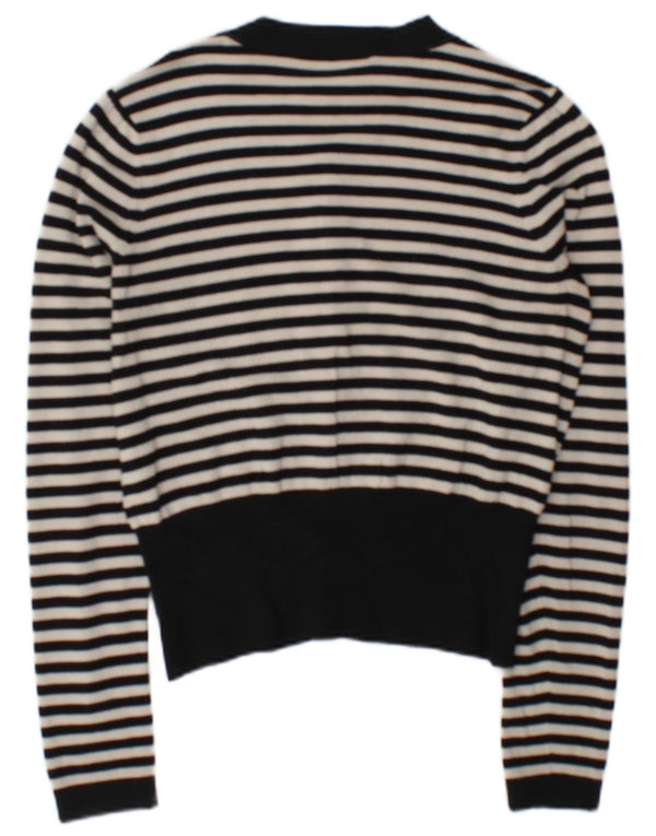 Coast Womens Cardigan Sweater UK 12 Medium Noir Rayé Viscose