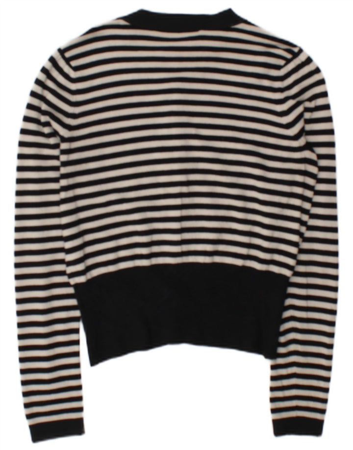Coast Womens Cardigan Sweater UK 12 Medium Noir Rayé Viscose