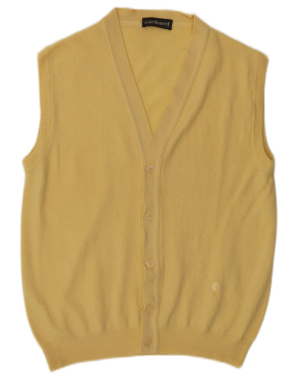 Cacharel Mens Sleeveless Cardigan Sweater IT 48 Medium Yellow