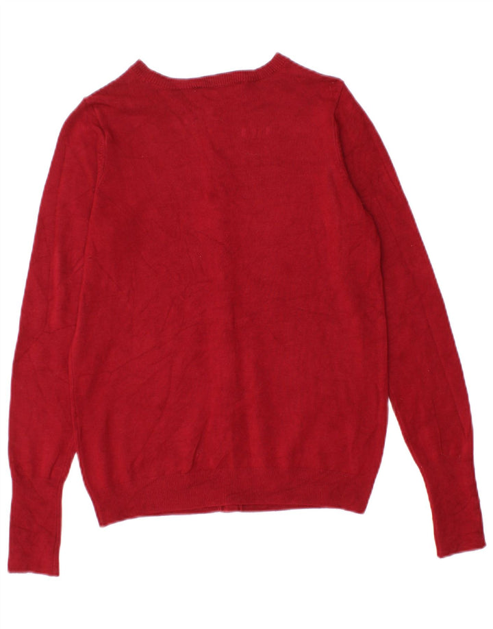 Zara Femme Cardigan Pull UK 8 Petite Viscose Rouge