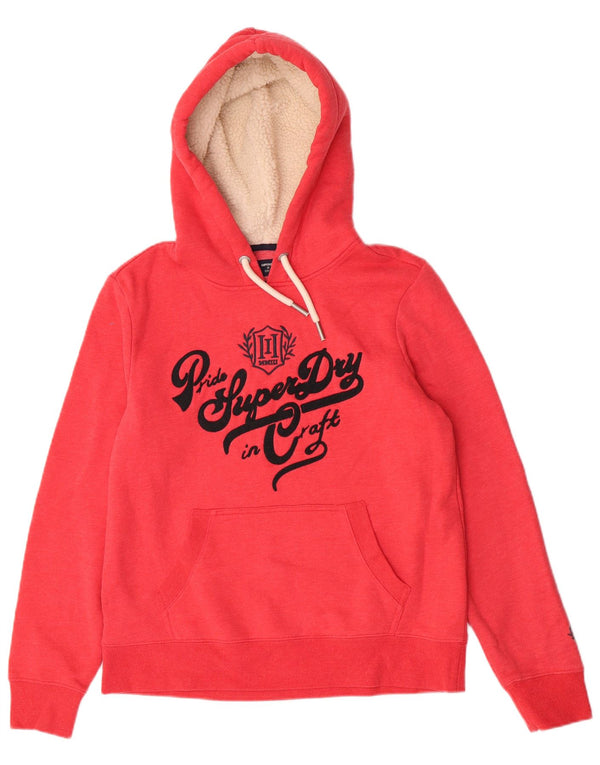 Superdry Pull à capuche graphique pour femme UK 14 Coton rouge moyen
