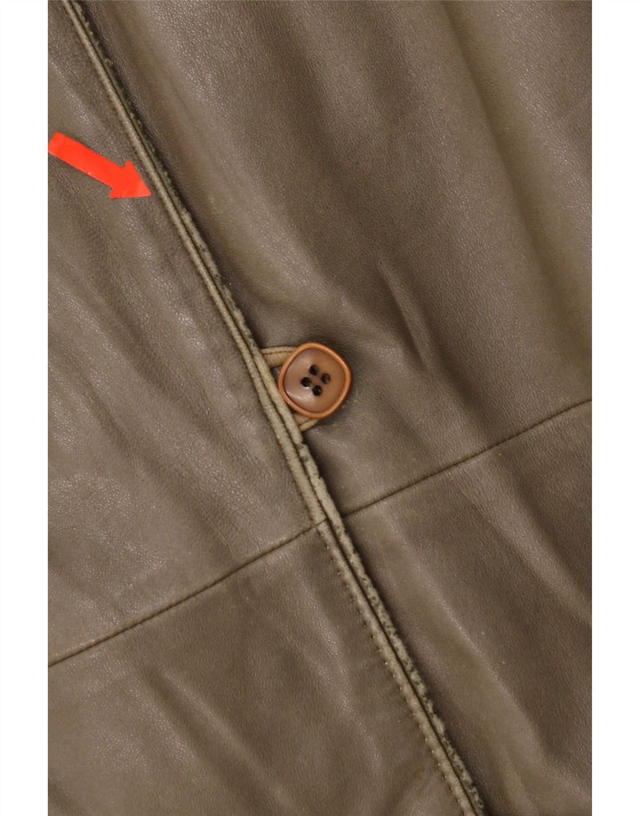 Veste en cuir femme vintage IT 44 Cuir kaki moyen