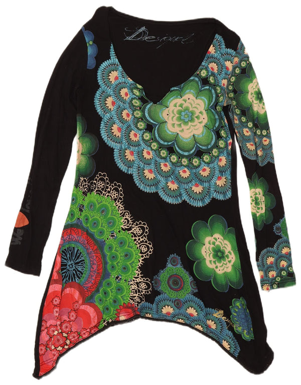 Desigual Robe tunique à manches longues pour femme UK 42 Medium Multicolore Floral