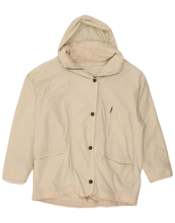 veste utilitaire à capuche surdimensionnée vintage pour femmes UK 20 2XL Off White