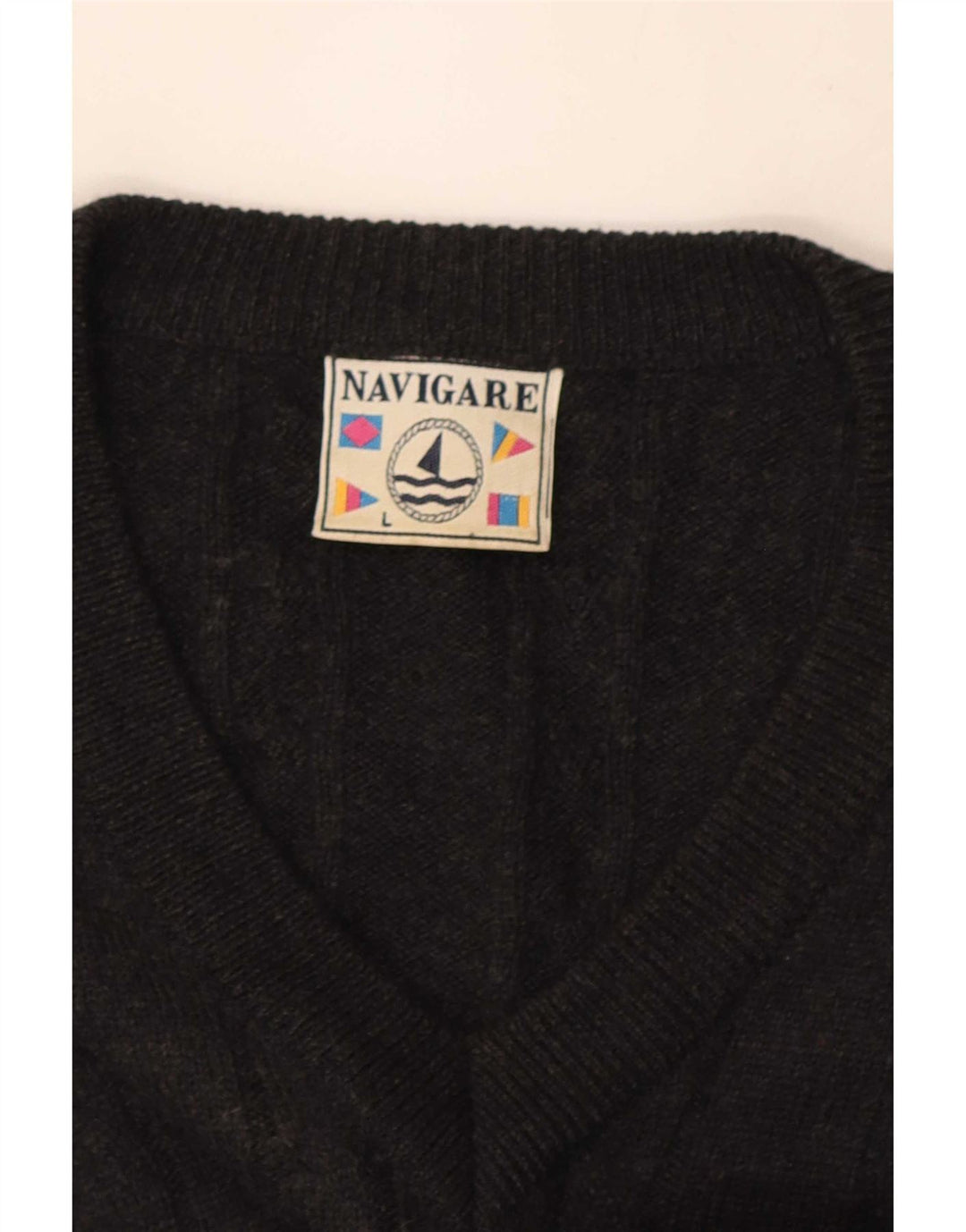 Navigare Pull col V pour homme en laine grise