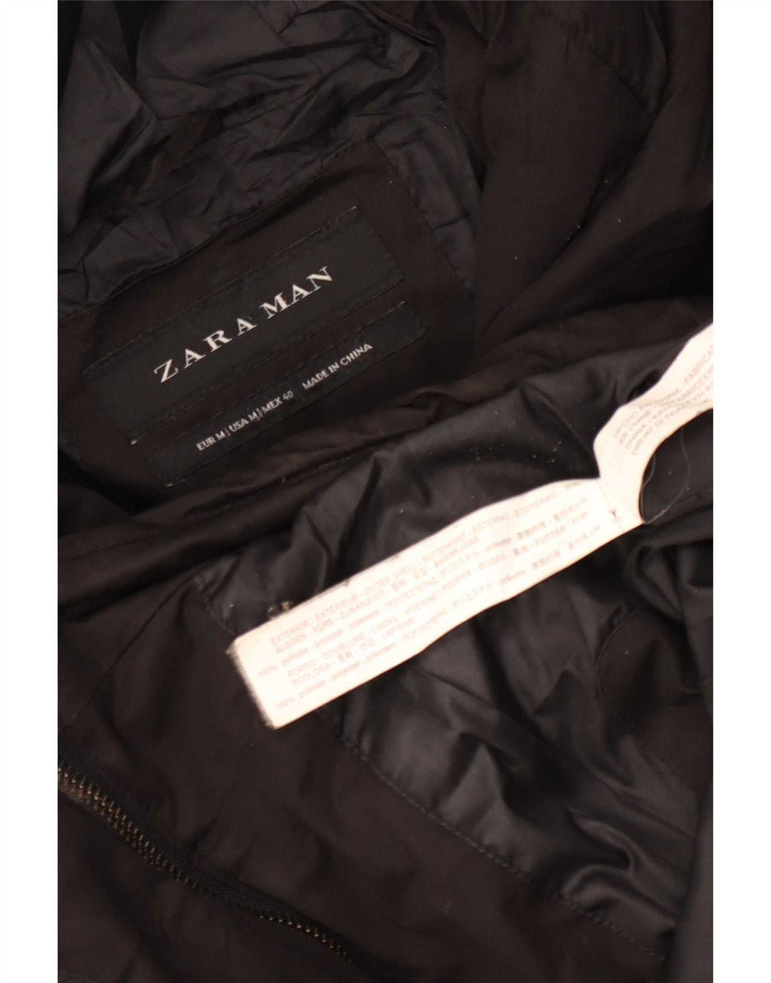 Zara Veste matelassée à capuche pour homme UK 38 Medium Noir Polyester
