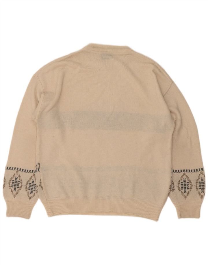 Bibo Pull à col rond pour homme Large Blanc Fair Isle