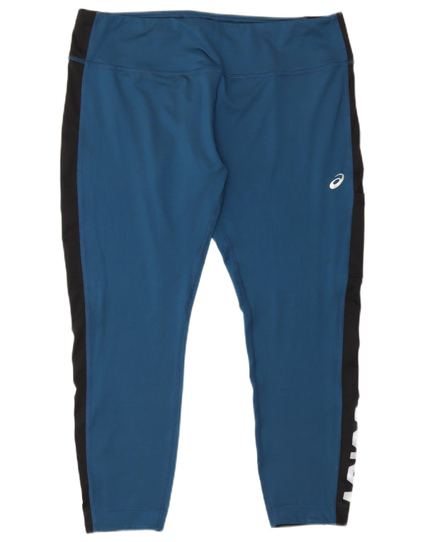 Asics Legging court pour femme UK 18 XL Bleu Polyester