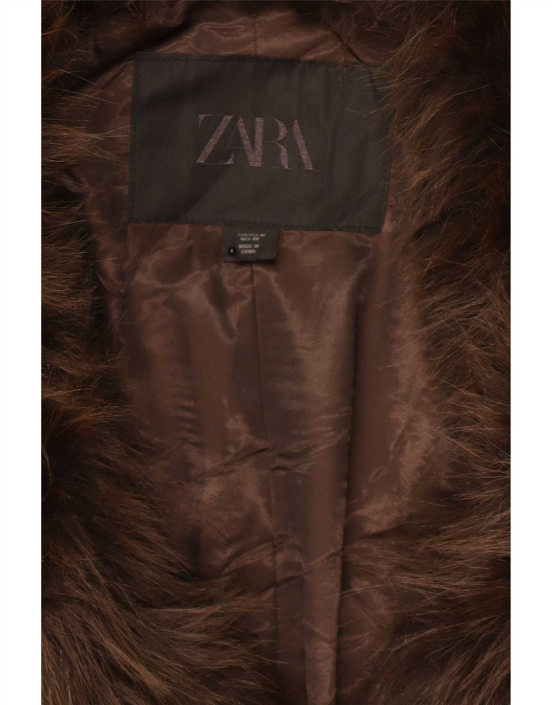 Zara Veste surdimensionnée en fausse fourrure pour femme UK 14 Polyester marron moyen