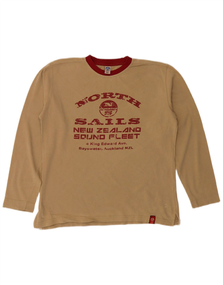North Sails Haut graphique à manches longues pour hommes en coton color block beige grand
