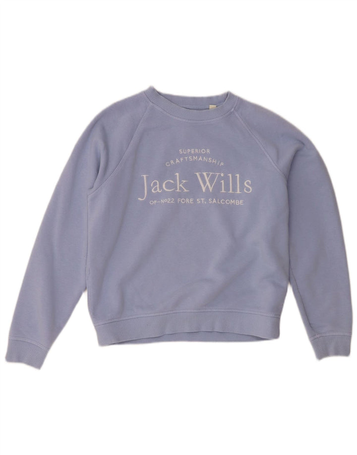 Jack Wills Sweat-shirt surdimensionné graphique pour femme UK 6 XS Bleu coton