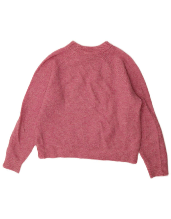 Zara Pull surdimensionné à col rond pour femme UK 10 Petit nylon rose