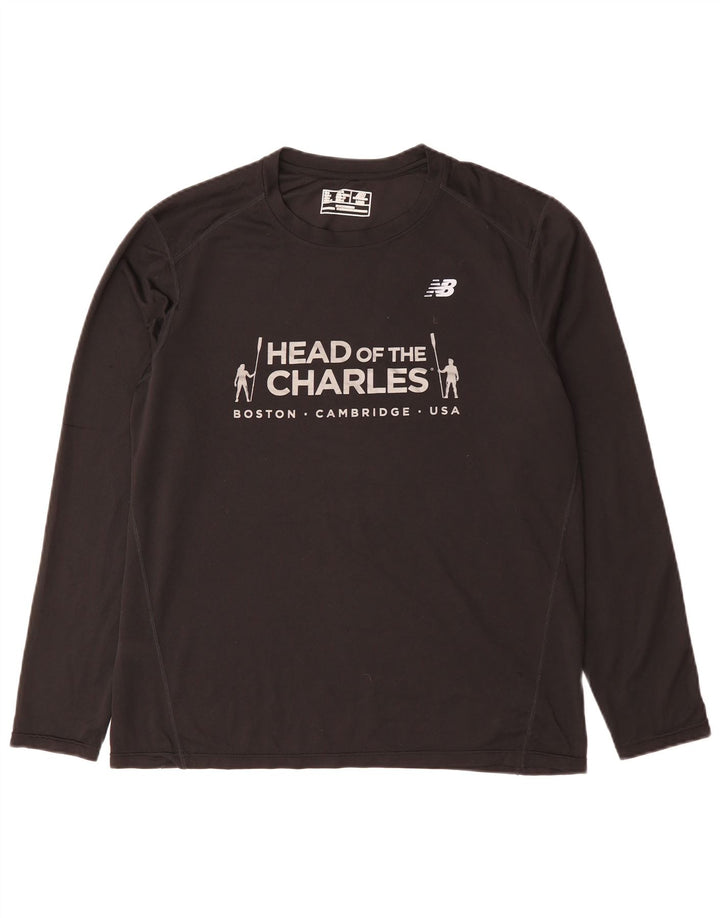 New Balance Boston Graphic Haut à manches longues pour homme Noir Taille L