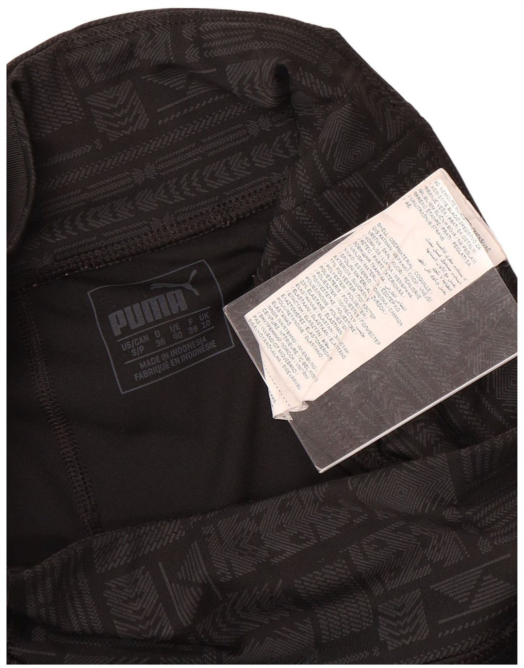 Puma Leggings Femme UK 40 Small Gris Géométrique Polyester