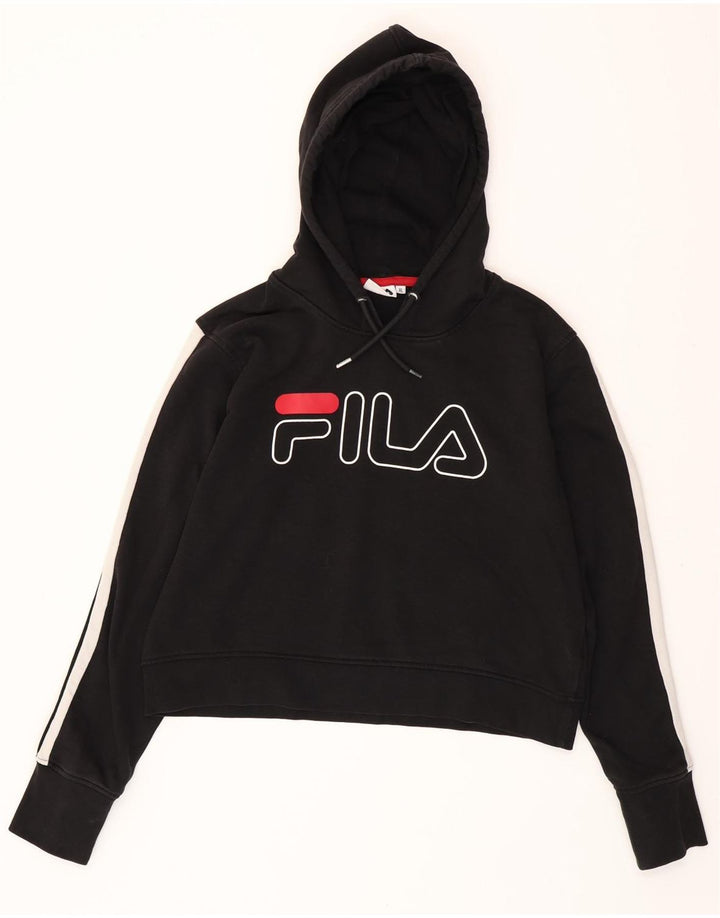 FILA Pull à capuche court graphique pour femme UK 18 XL Coton color block noir