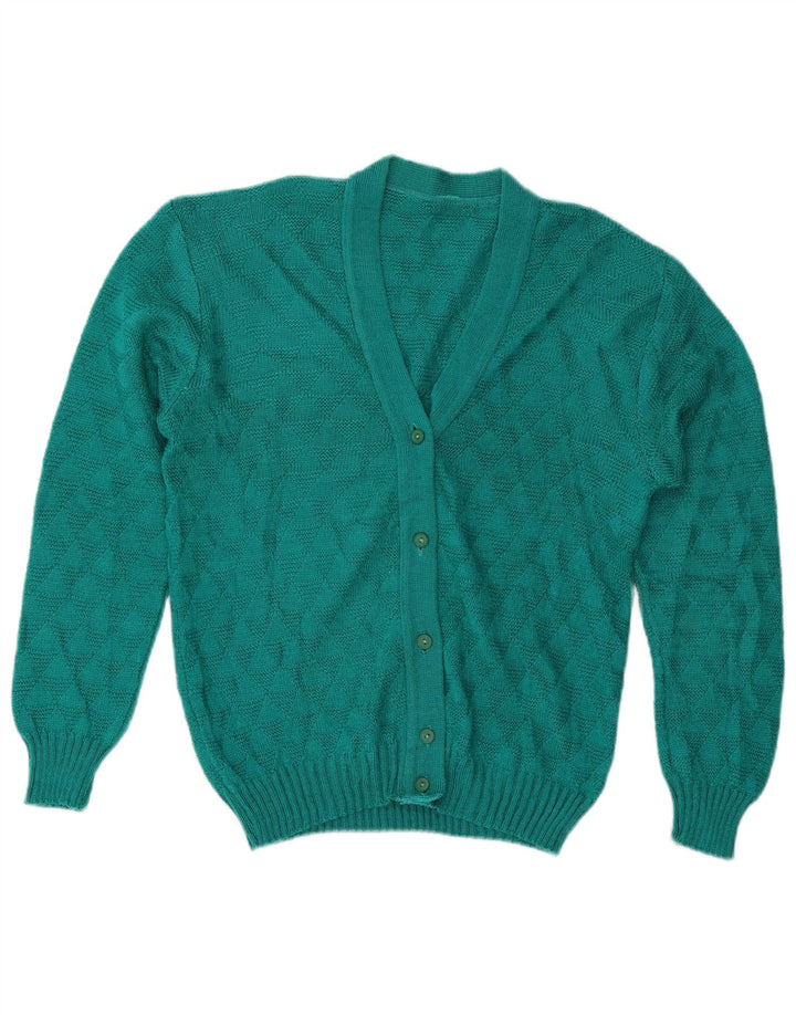 VINTAGE Pull Cardigan Femme UK 14 Turquoise Moyen
