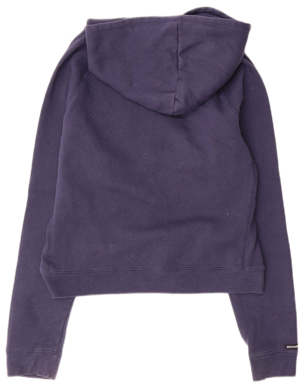 Abercrombie & Fitch Pull à capuche court graphique pour femme UK 16 Large Bleu marine