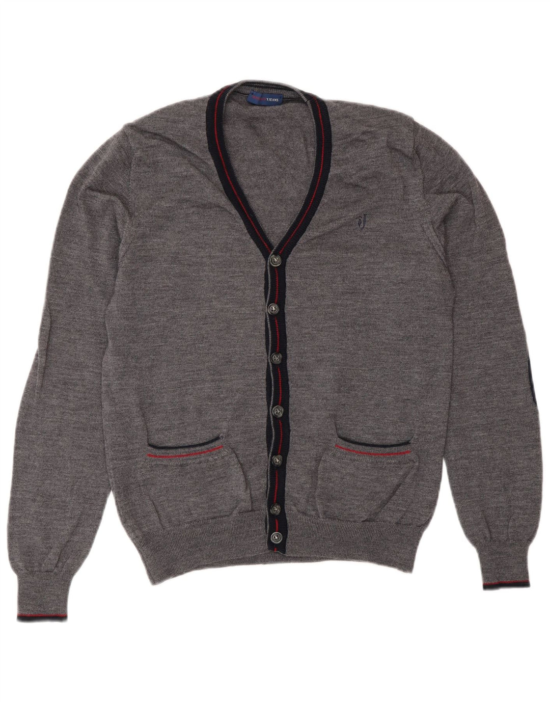 Trussardi Jeans Pull Cardigan Femme UK 14 Gris Moyen