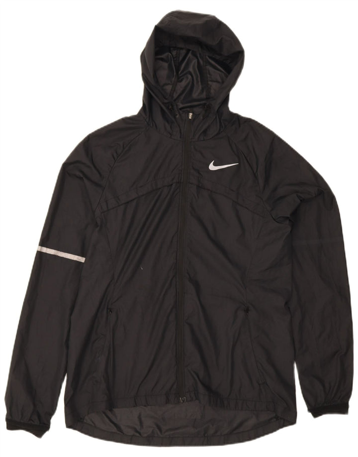 Nike Veste de pluie à capuche pour femme UK 14 Medium Noir Polyester Sports