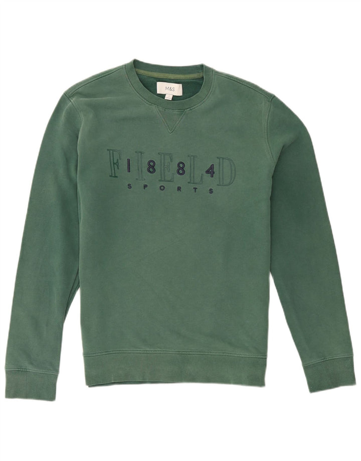 Marks & Spencer Sweat-Shirt Graphique Homme Vert Moyen Coton