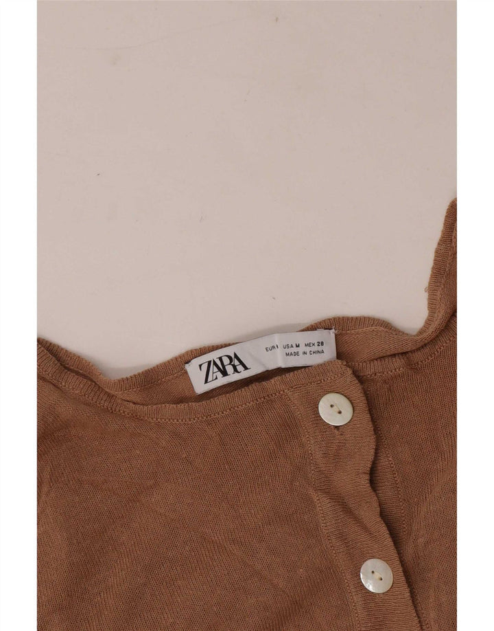 Zara Femme Top Manches Longues UK 14 Beige Moyen