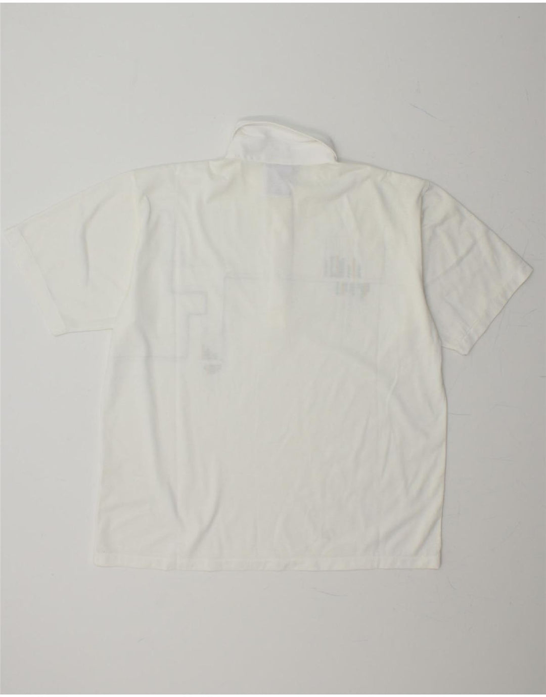 NEW FAST Mens Polo Shirt IT 48/50 Medium White Geometric Polyester Vintage New Fast and Second-Hand New Fast from Messina Hembry 