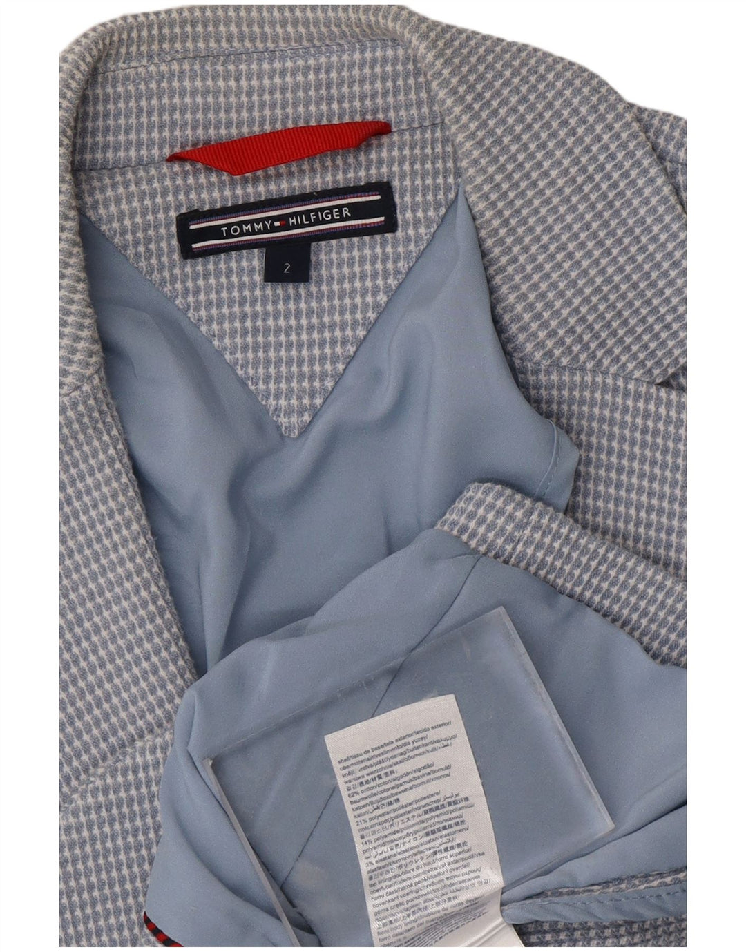 TOMMY HILFIGER Veste blazer à 2 boutons pour femme US 2 XS Bleu à carreaux en coton