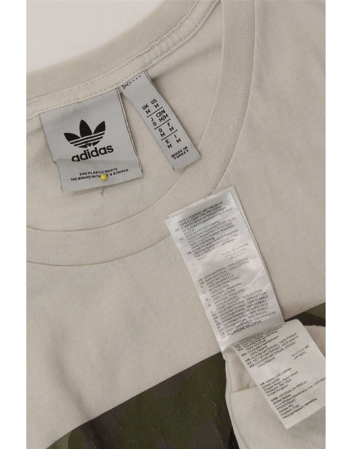Adidas T-shirt graphique pour homme en coton camouflage blanc moyen