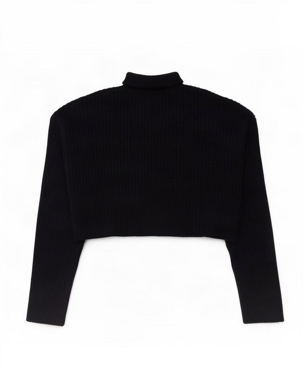 Zara Pull court surdimensionné à col roulé pour femme UK 10 Petit Bleu marine