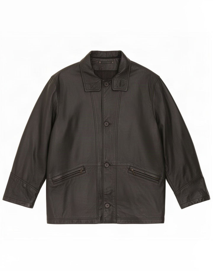 veste en cuir homme vintage UK 36 Petit Noir Classique
