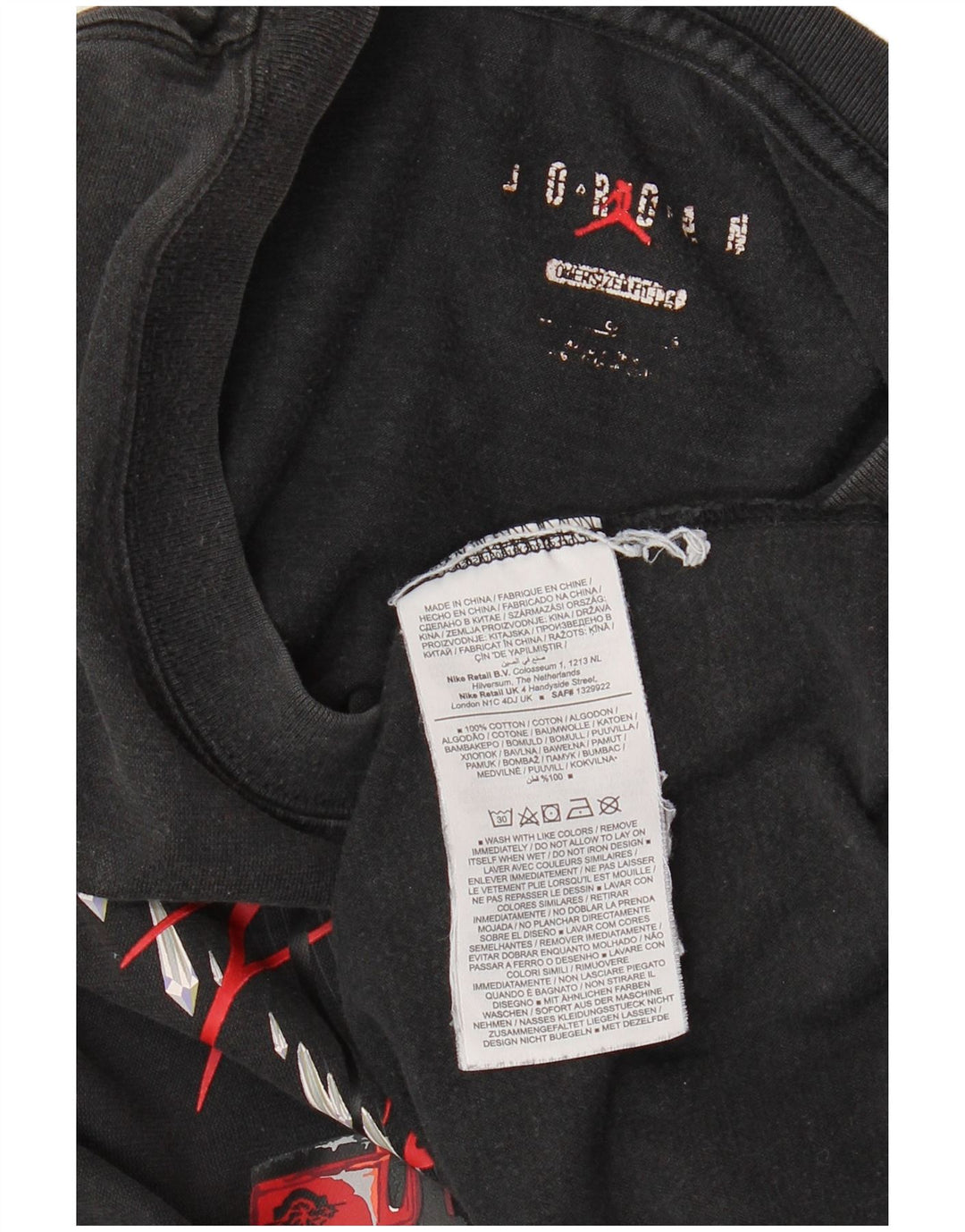 JORDAN T-shirt graphique surdimensionné pour homme XL en coton noir