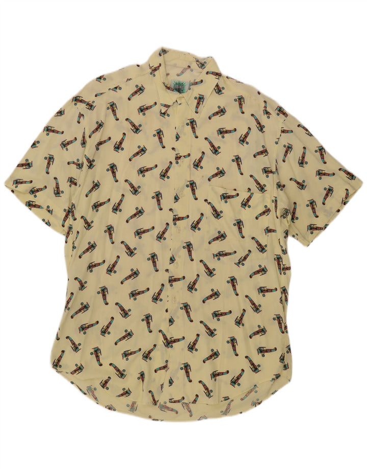 Chemise graphique vintage à manches courtes pour hommes XL jaune