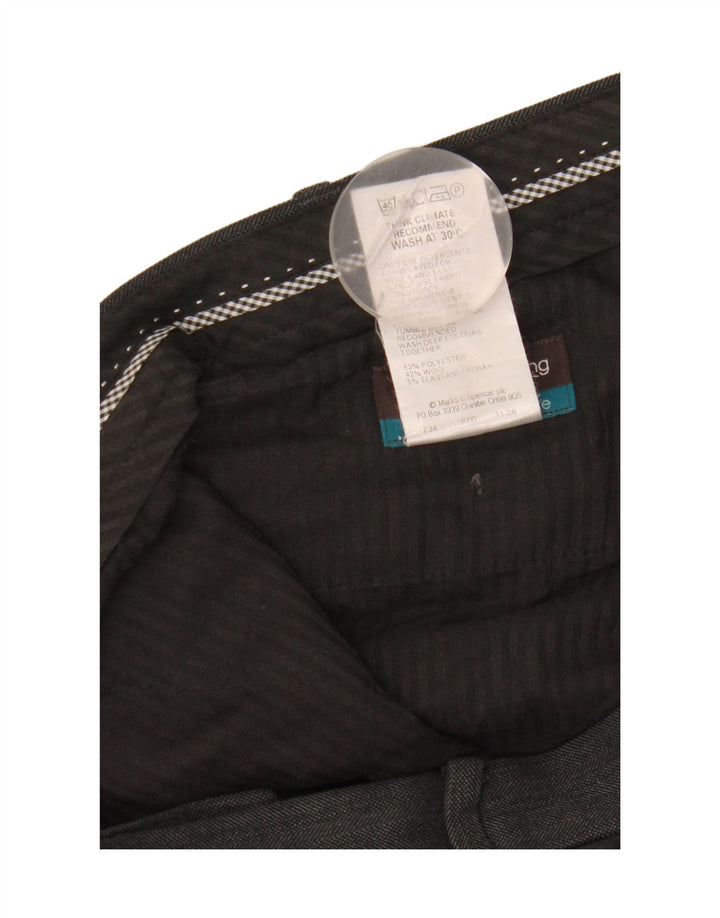 Marks & Spencer Pantalon de Costume Droit Homme W36 L31 Noir Polyester