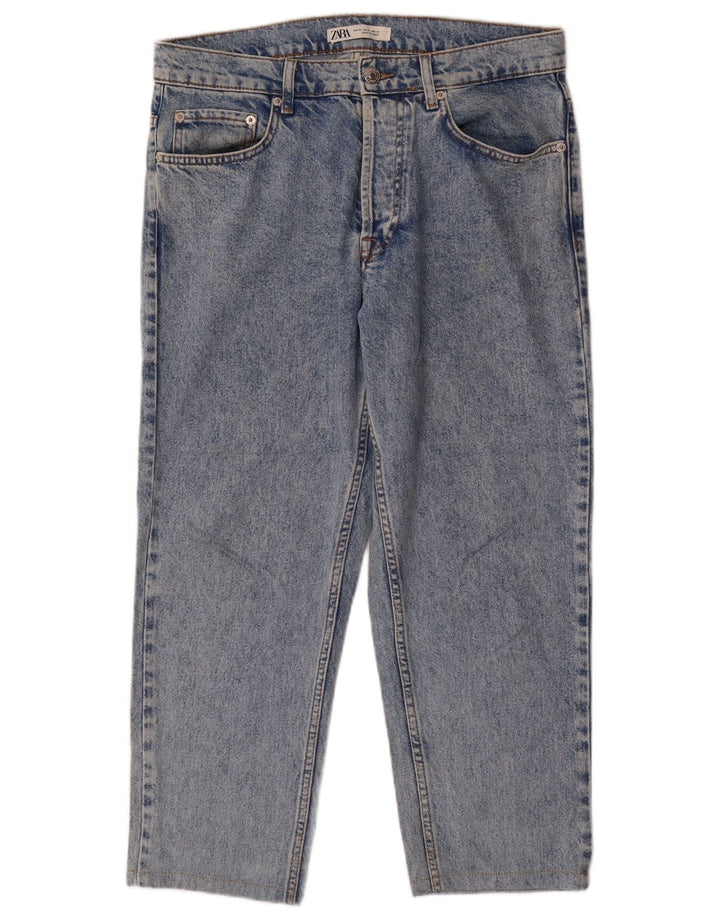 ZARA Jean court pour homme EU 40 Medium W30 L25 Bleu