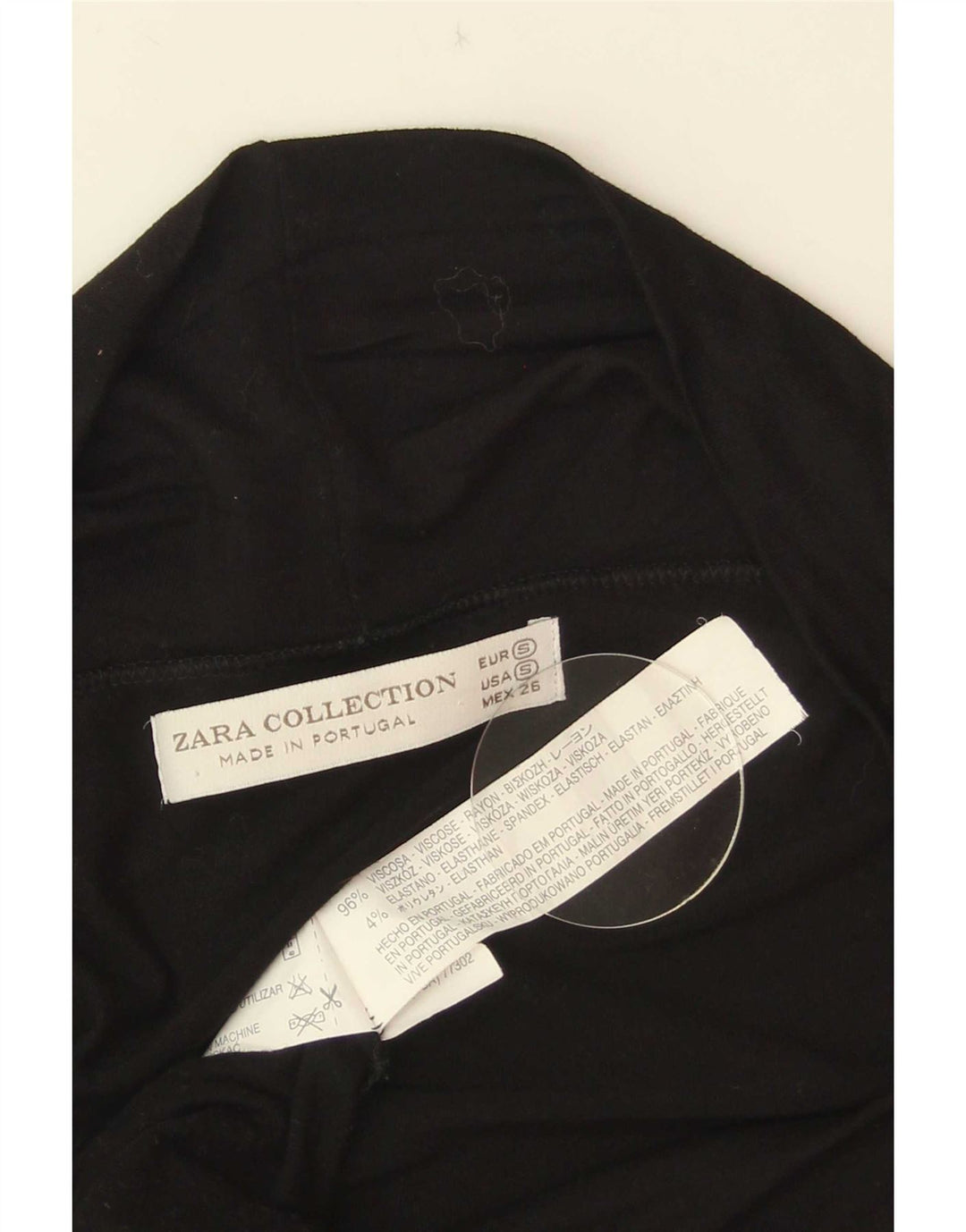 Zara Femme Robe Moulante UK 8 Petite Viscose Noire