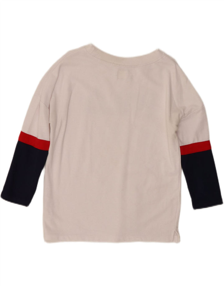 FILA Womens Oversized Sweatshirt Jumper UK 10 Small  White Colourblock Vintage Fila and Second-Hand Fila from Messina Hembry 