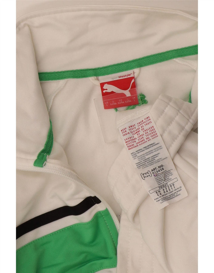 Puma Veste de survêtement pour homme Large Blanc Colorblock Polyester Sports