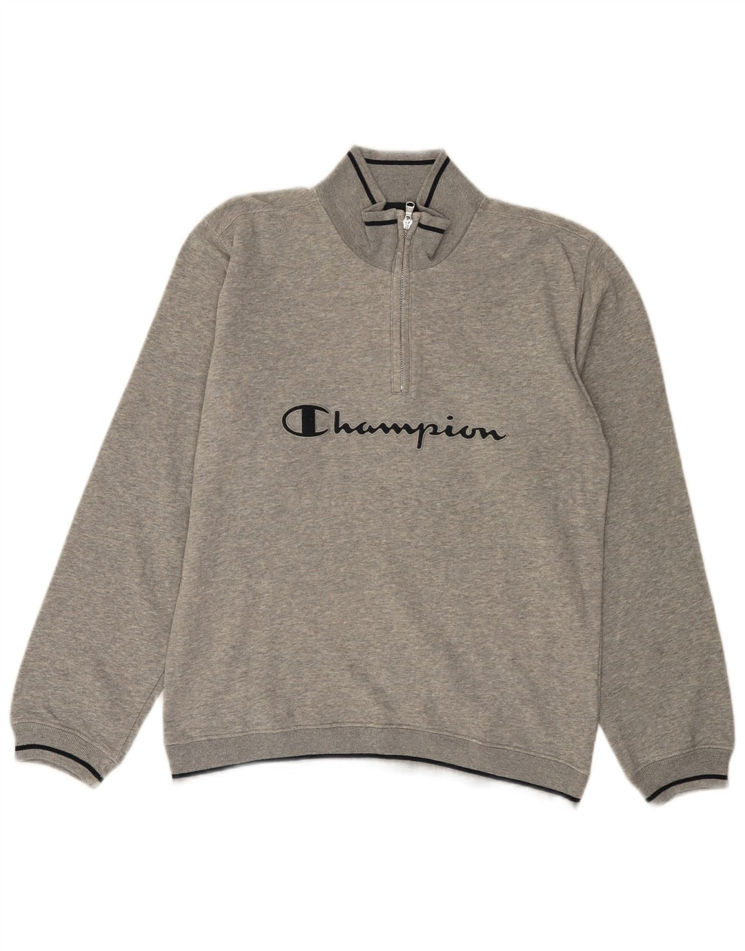CHAMPION Sweat-shirt graphique à col zippé pour homme, petit, gris, coton