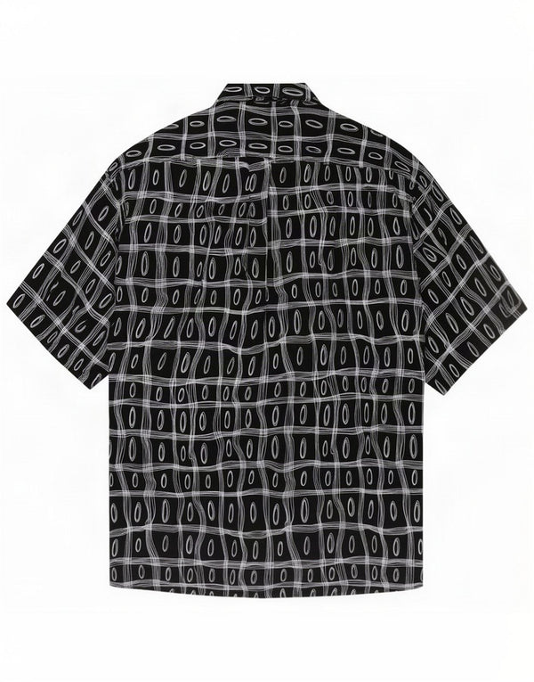 Tipo' S Chemise à manches courtes pour homme en viscose géométrique noir moyen