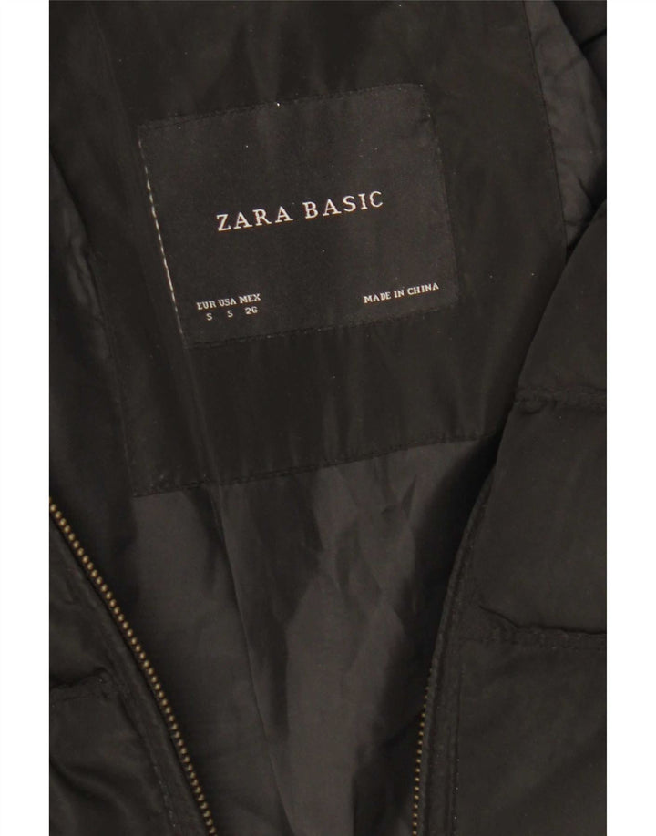 Zara Manteau rembourré pour femme UK 10 Small Noir Polyester