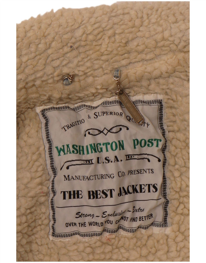 VINTAGE Veste Sherpa Denim Homme UK 40 Grand Coton Bleu