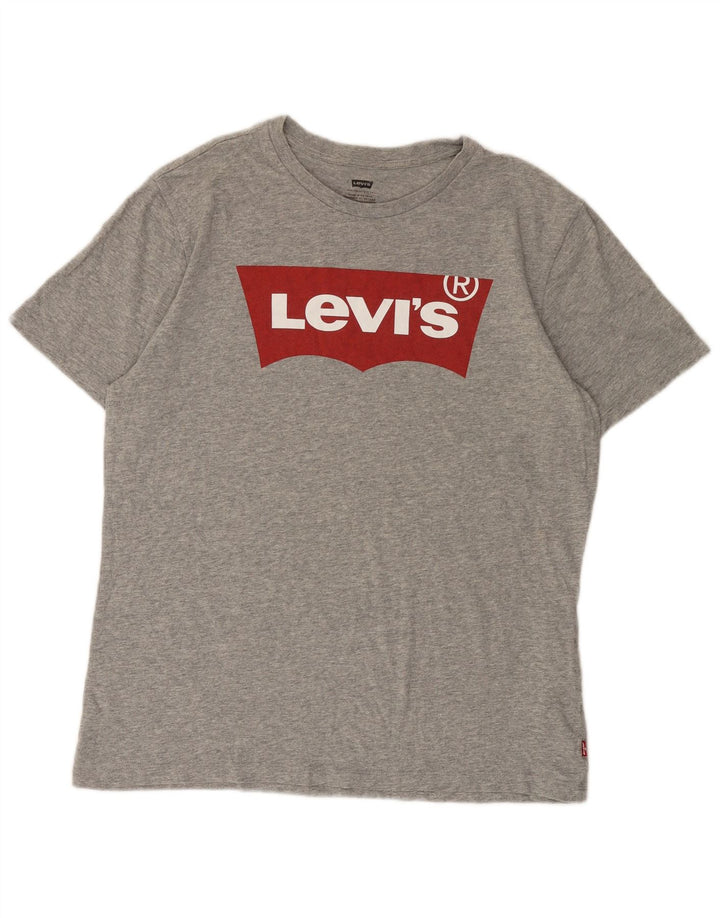 Levi's T-Shirt Graphique Homme Large Gris Moucheté Coton