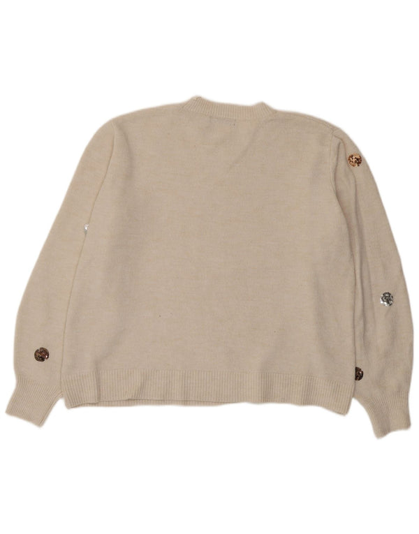 Marks & Spencer Pull ras du cou pour femme UK 18 XL Blanc cassé à pois
