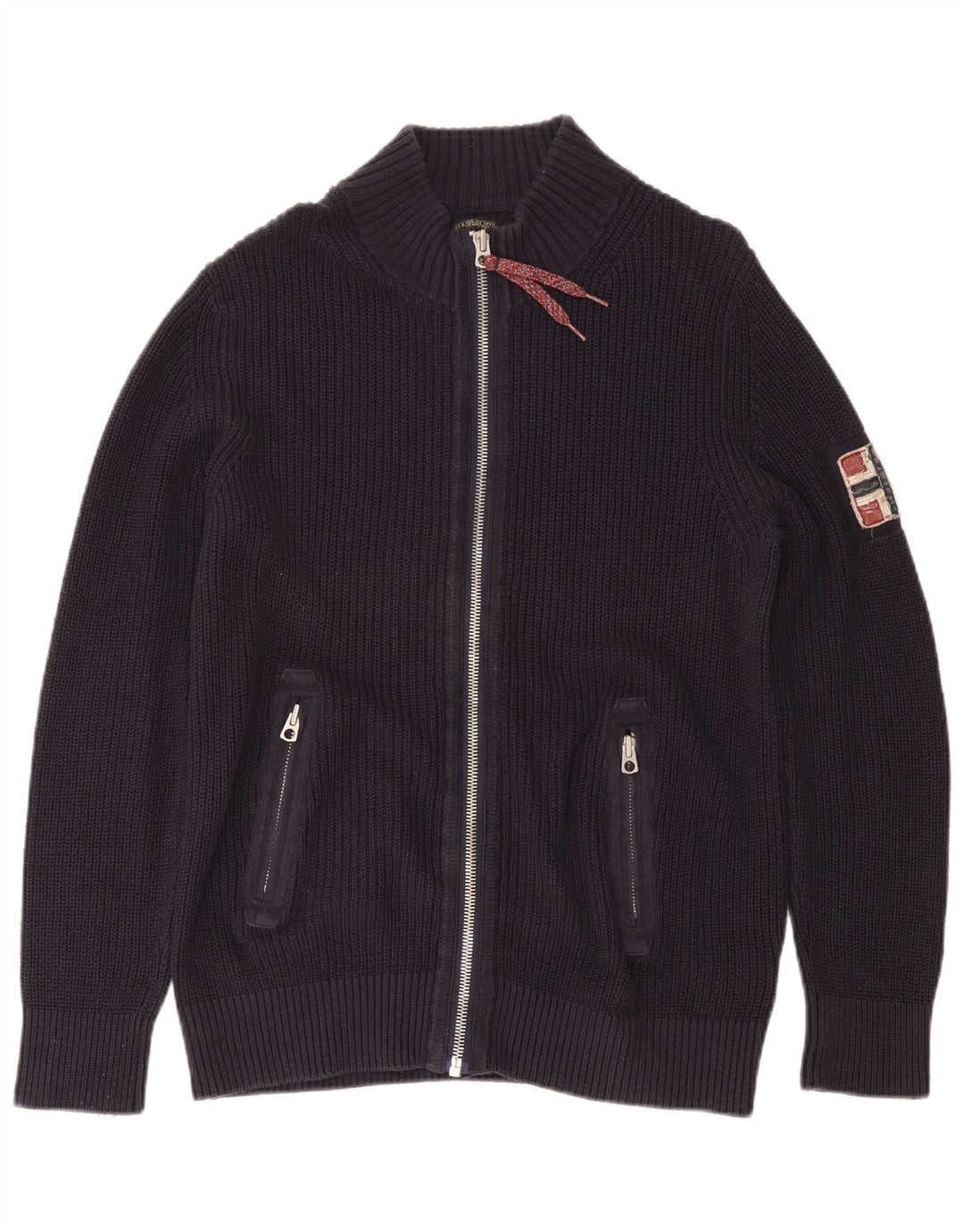 NAPAPIJRI Pull Cardigan Géographique Homme Large Bleu Marine Coton