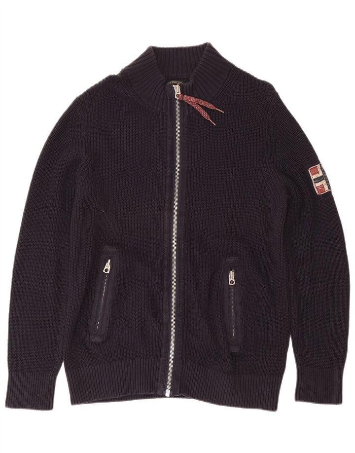 NAPAPIJRI Pull Cardigan Géographique Homme Large Bleu Marine Coton