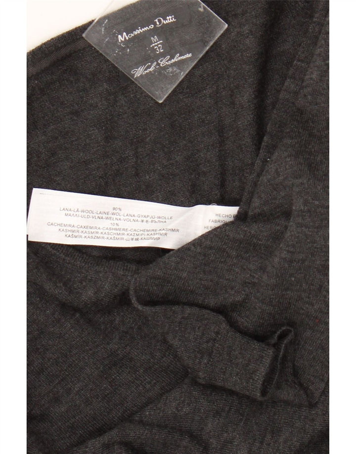 Massimo Dutti Pull col V pour femme UK 12 Laine gris moyen